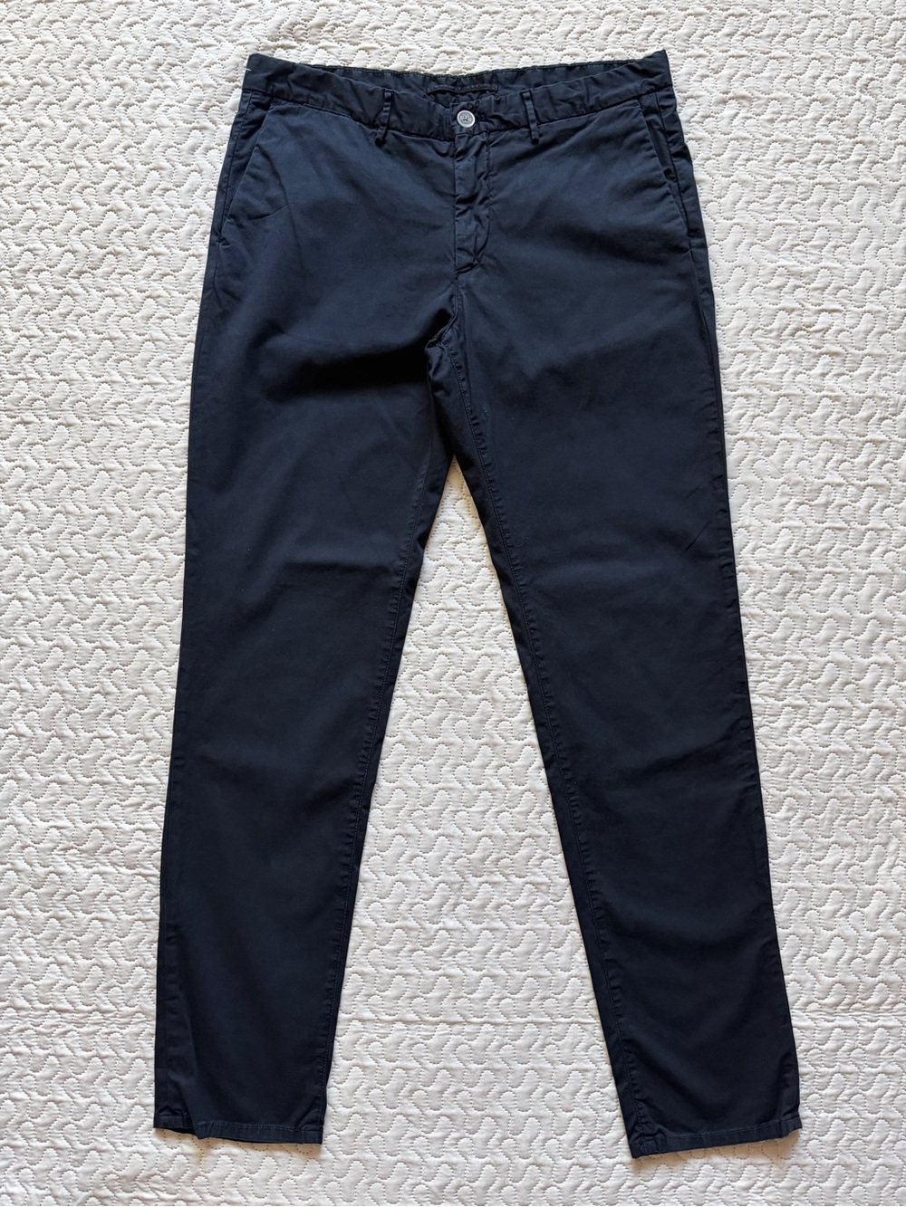 Massimo Dutti Men’s Dark Navy Slim-Tapered Fit Trousers Size 32